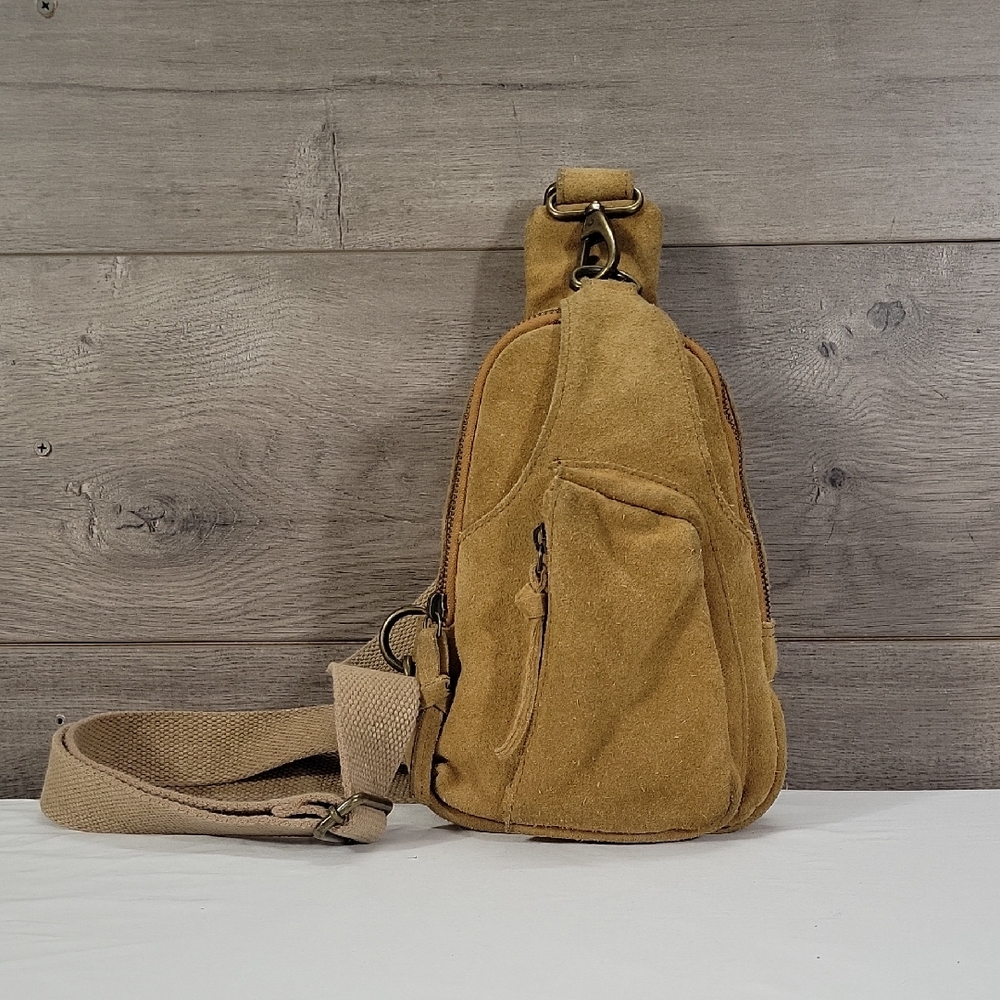 Free People Hudson Tan Suede Leather Sling Bag